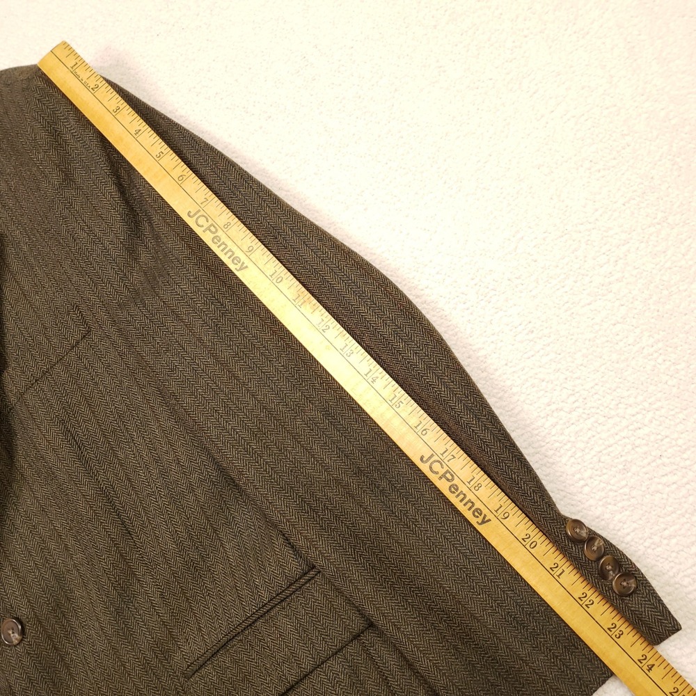 Lauren Ralph Lauren Sport Coat Mens 40S Brown Wool Herringbone Pinstripe Blazer - Picture 10 of 14